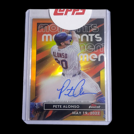 💥 2023 Topps Finest Moments PETE ALONSO Mets Gold Refractor On Card Auto /50