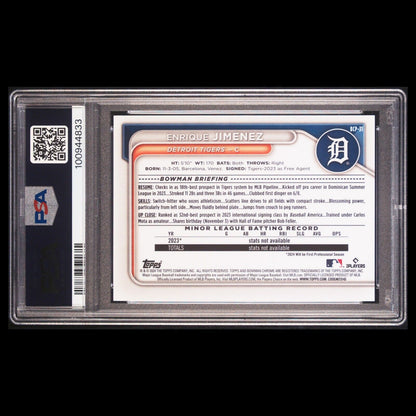2024 Bowman Chrome Sapphire ENRIQUE JIMENEZ SSP Pink Padparadscha 1/1 1st PSA 9