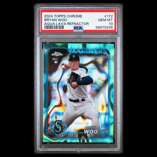 2024 Topps Chrome BRYAN WOO Aqua Lava Refractor Rookie Card RC #172 PSA 10 GEM