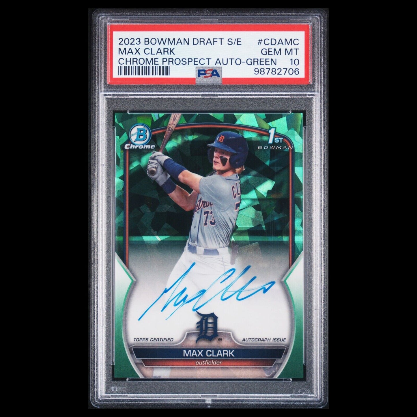 2023 Bowman Draft Sapphire MAX CLARK 1st SP Green Refractor Auto RC /99 PSA 10