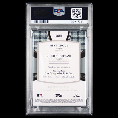 2023 Topps Sterling SHOHEI OHTANI TROUT Dual Auto Red Quad Relic PSA 9 MT POP 1