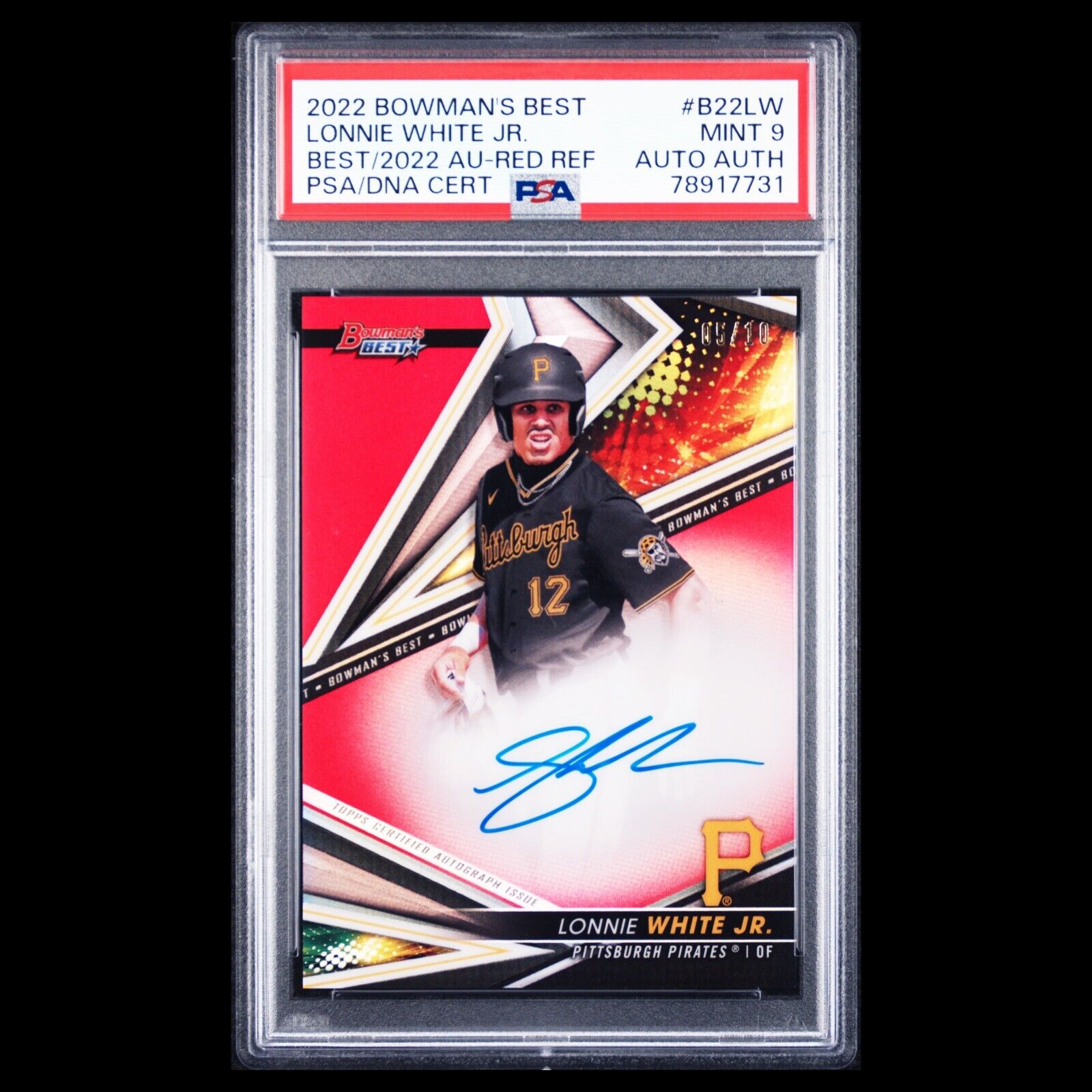 2022 Bowman's Best LONNIE WHITE SSP Red Refractor Rookie Card Auto /10 PSA 9