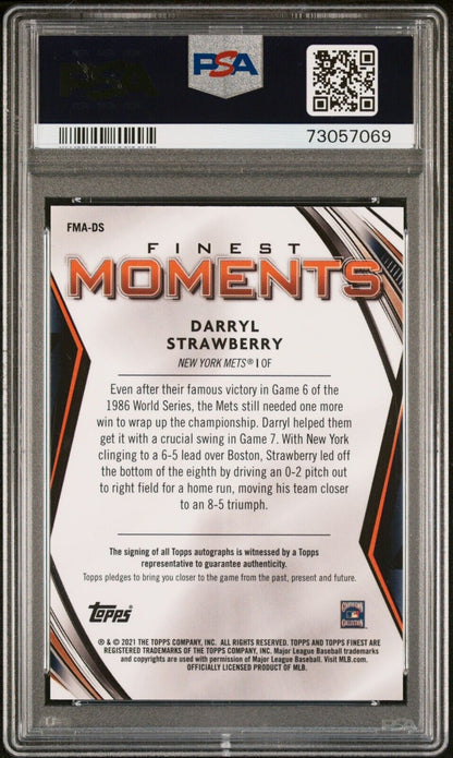 2021 Topps Finest Moments DARRYL STRAWBERRY MLB Orange SP Auto /25 PSA 9 MINT