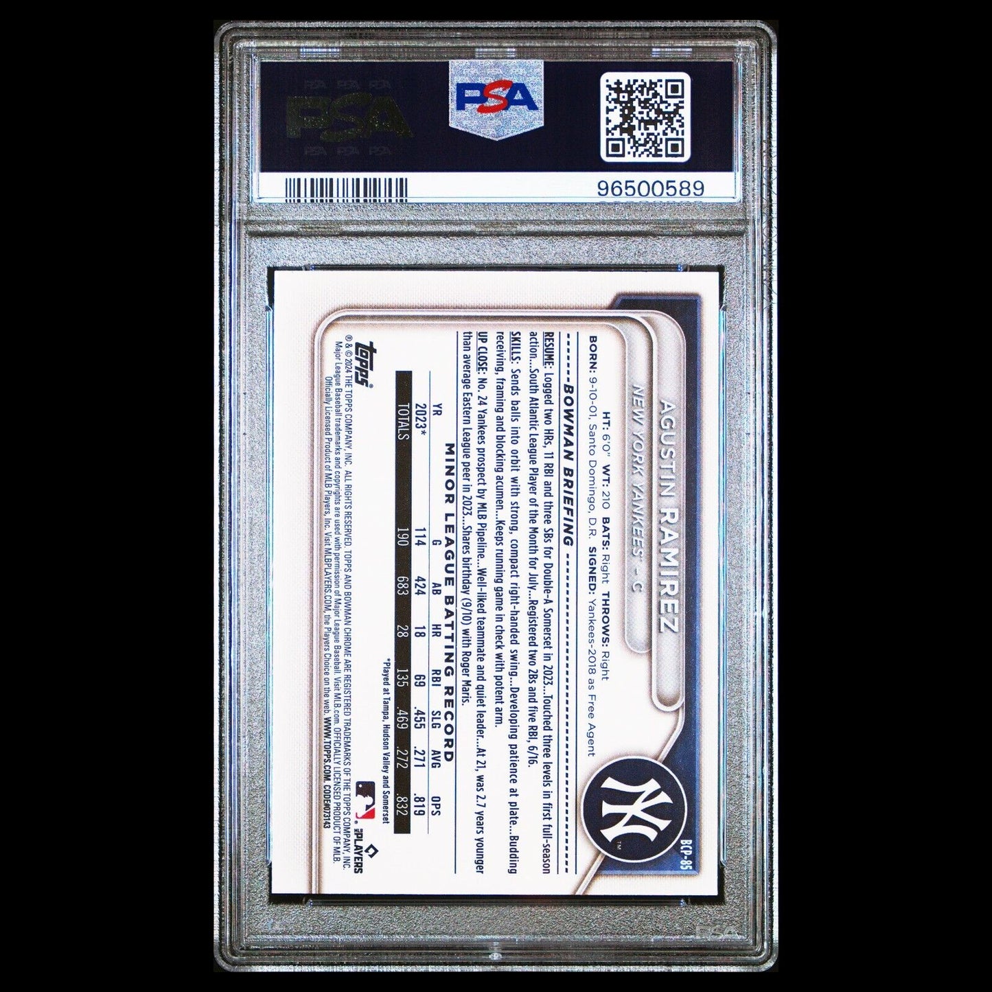 2024 Bowman Chrome AGUSTIN RAMIREZ 1st Bowman Chrome Rookie Card PSA 10 GEM
