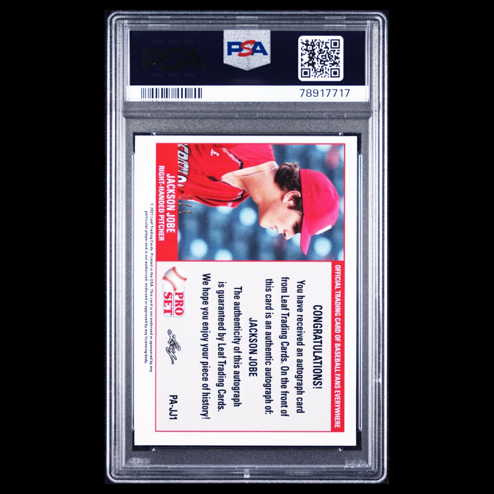 2021 Leaf Pro Set Metal JACKSON JOBE Platinum Mojo Rookie Auto 1/1 PSA 9 MINT