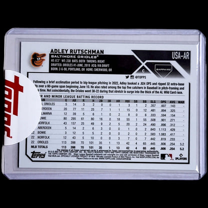 2023 Topps Chrome Update Sapphire ADLEY RUTSCHMAN Uncirculated Rookie Auto USAAR