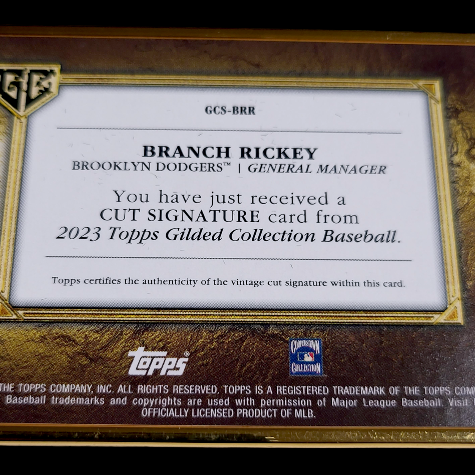 2023 Topps Chrome Gilded Hall of Famers BRANCH RICKEY 1/1 Cut Signatures Auto