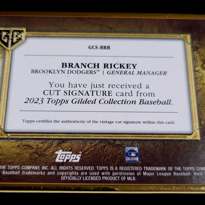 2023 Topps Chrome Gilded Hall of Famers BRANCH RICKEY 1/1 Cut Signatures Auto