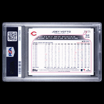 2022 Topps Chrome Logofractor JOEY VOTTO SSP Orange On Card Auto /25 PSA 10 POP1