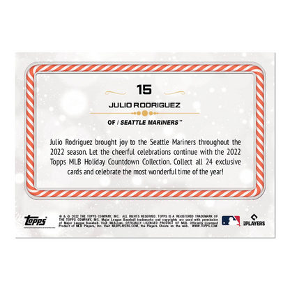 2022 Topps Holiday JULIO RODRIGUEZ MLB Seattle Mariners SP Rookie RC #15