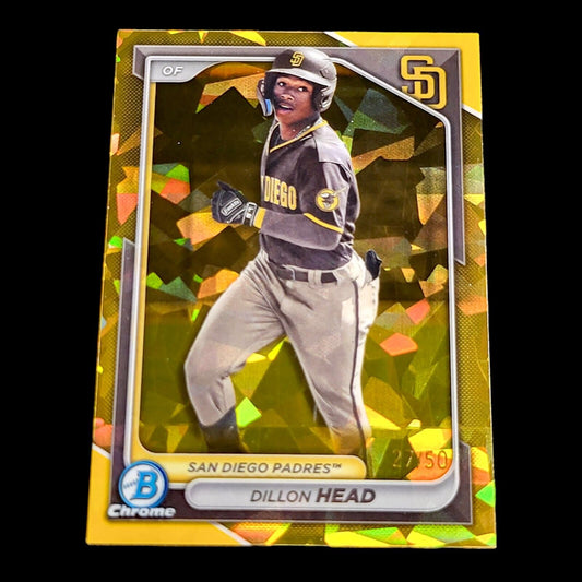2024 Bowman Sapphire DILLON HEAD Padres SP Gold Refractor Color Match RC /50