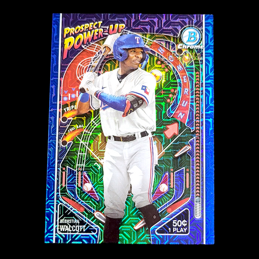 2024 Bowman Chrome SEBASTIAN WALCOTT Prospect Power Blue Mojo Refractor RC /150