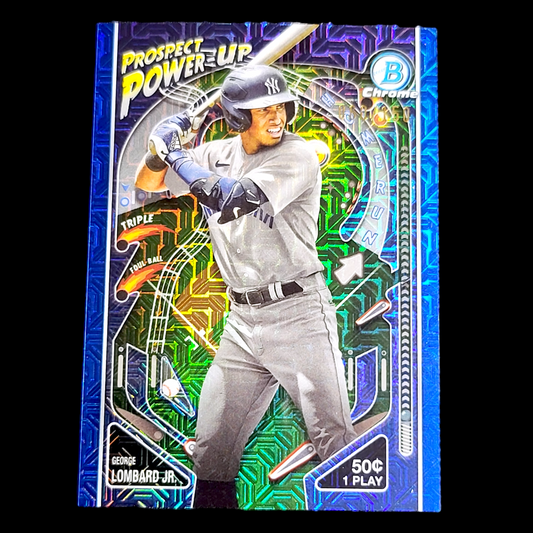 2024 Bowman Chrome GEORGE LOMBARD JR. Prospect Power Blue Mojo Refractor RC /150
