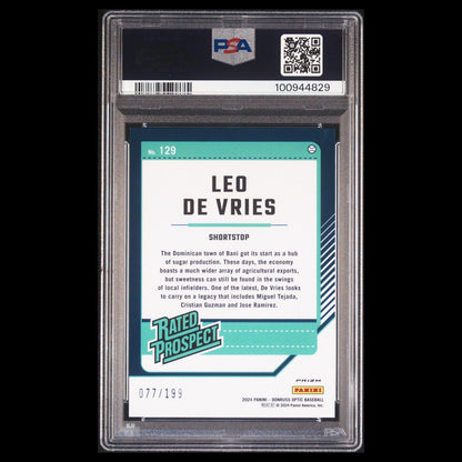 2024 Donruss Optic LEO DE VRIES SP Orange PRIZM Rated Prospect Rookie RC PSA 9