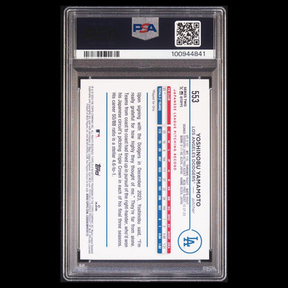 2024 Topps Series 1 YOSHINOBU YAMAMOTO SP Yellow Foil Rookie Card RC PSA 9 MINT