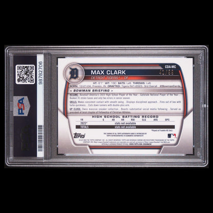 2023 Bowman Draft Sapphire MAX CLARK 1st SP Green Refractor Auto RC /99 PSA 10