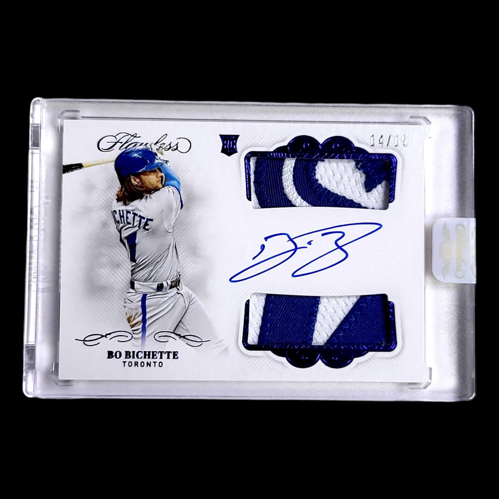 2020 Flawless BO BICHETTE SSP Sapphire Player Worn Dual Patch On-Card Auto /15