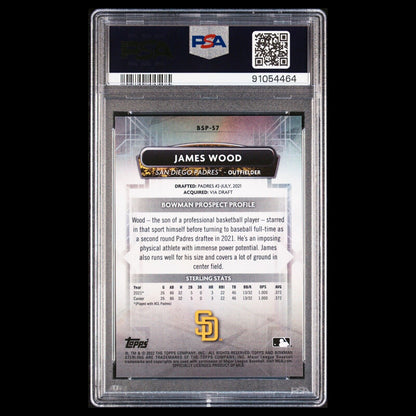 2022 Bowman Sterling JAMES WOOD Padres SSP Blue Refractor Rookie RC /25 PSA 9
