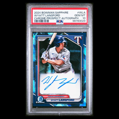 2024 Bowman Chrome Sapphire WYATT LANGFORD Blue Refractor On Card Auto RC PSA 10