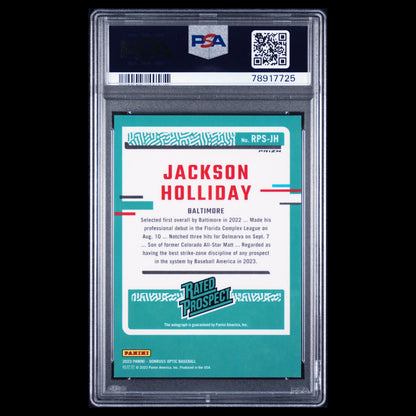 2023 Donruss Optic Holo JACKSON HOLLIDAY Rated Prospect Signatures Auto RC PSA 9