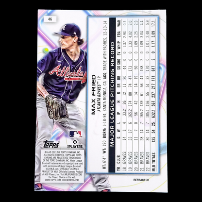 2023 Topps Chrome Cosmic MAX FRIED Atlanta Braves Silver REFRACTOR #46
