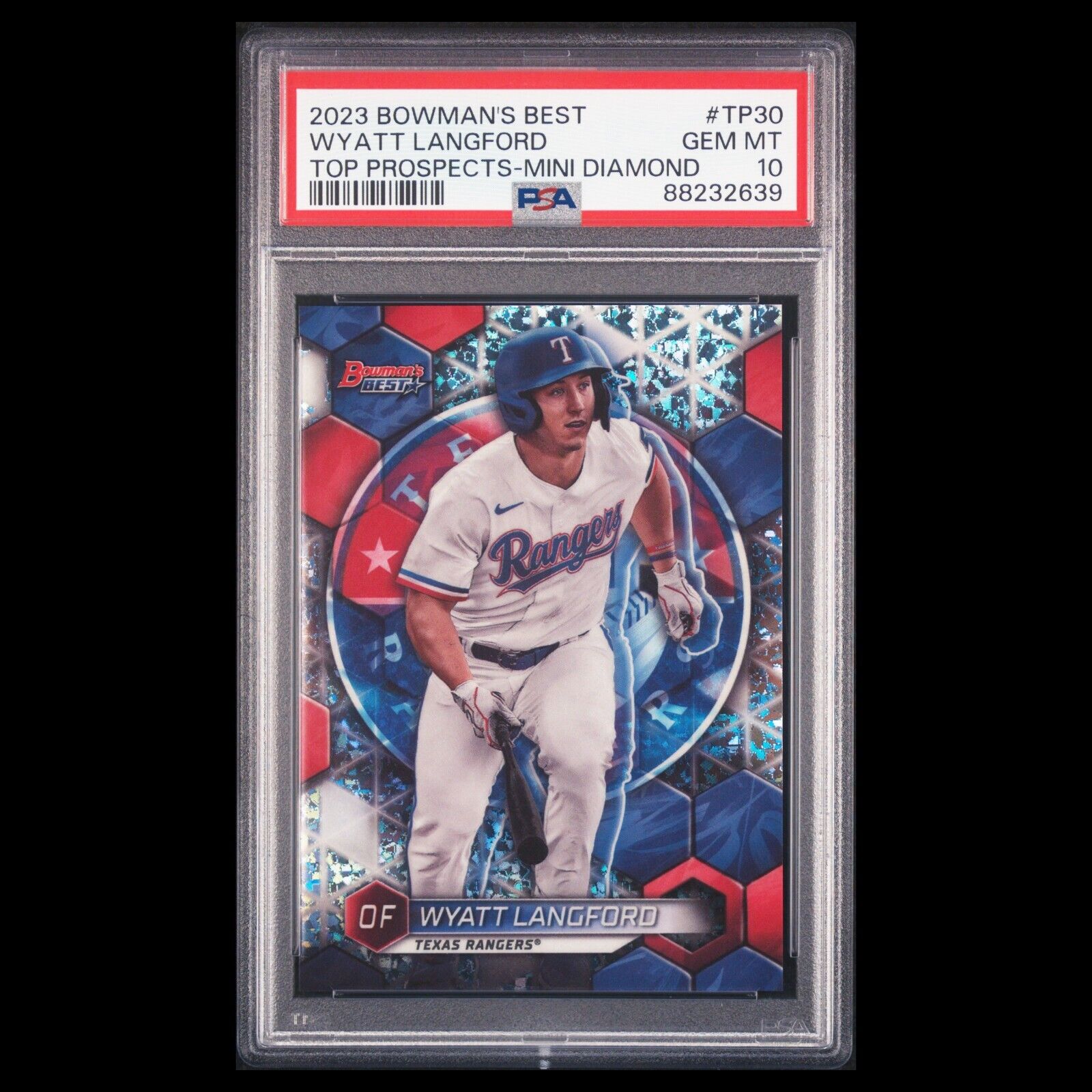 2023 Bowman's Best WYATT LANGFORD SP Mini Diamonds Refractor RC /299 PSA 10 GEM