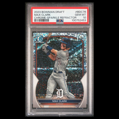 2023 Bowman Draft Chrome MAX CLARK 1st SP Sparkle Refractor Rookie RC PSA 10 GEM