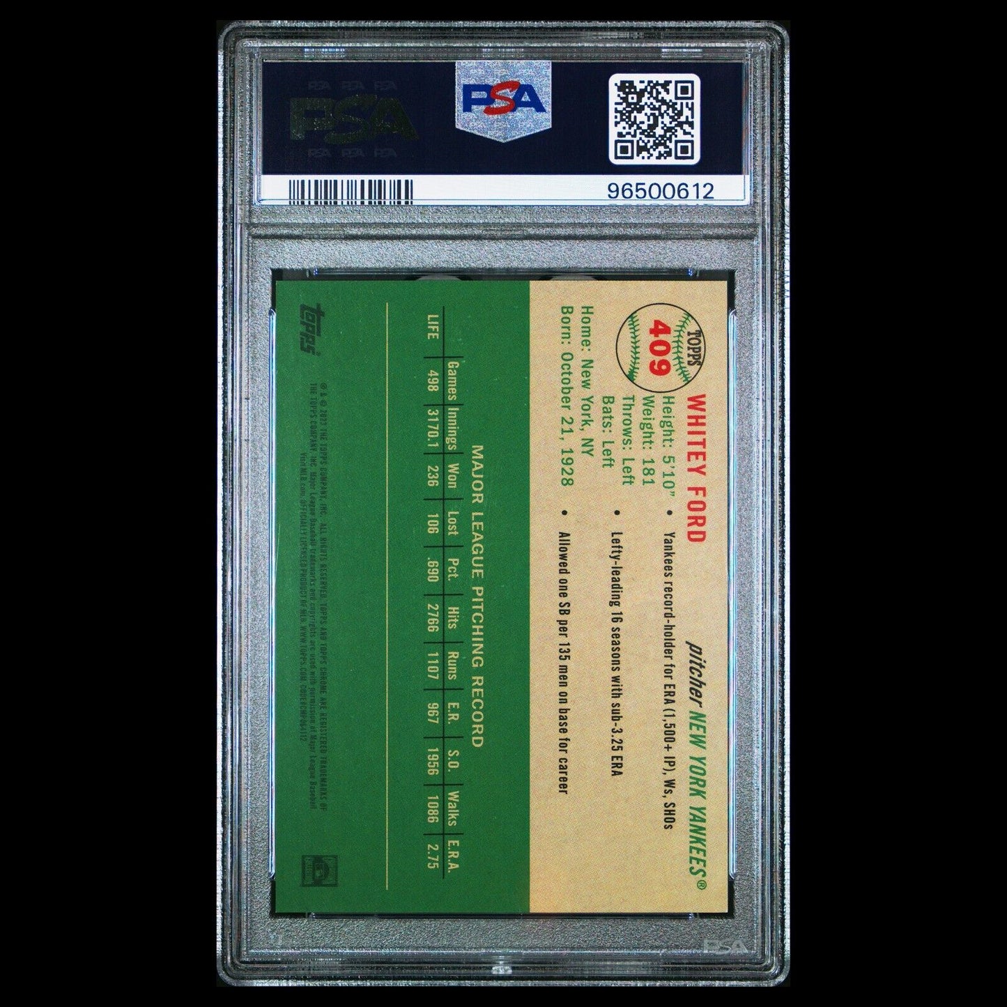 2023 Topps Chrome Platinum Anniversary WHITEY FORD Black Refractor /10 PSA 10