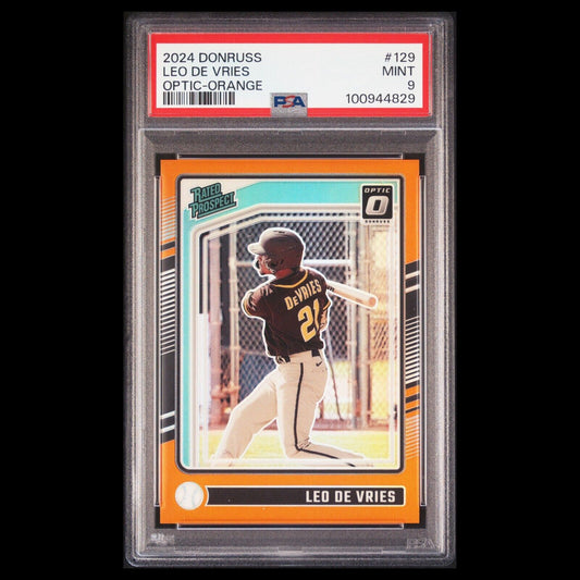 2024 Donruss Optic LEO DE VRIES SP Orange PRIZM Rated Prospect Rookie RC PSA 9