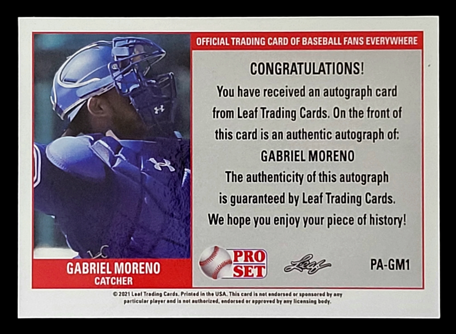 2021 Leaf Pro Set Metal GABRIEL MORENO Blue Jays Red Refractor Rookie RC