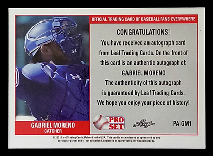 2021 Leaf Pro Set Metal GABRIEL MORENO Blue Jays Red Refractor Rookie RC