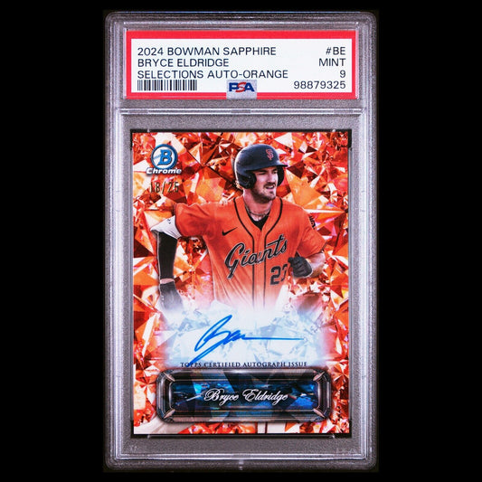 2024 Bowman Sapphire Selections BRYCE ELDRIDGE Orange Refractor Auto /25 PSA 9