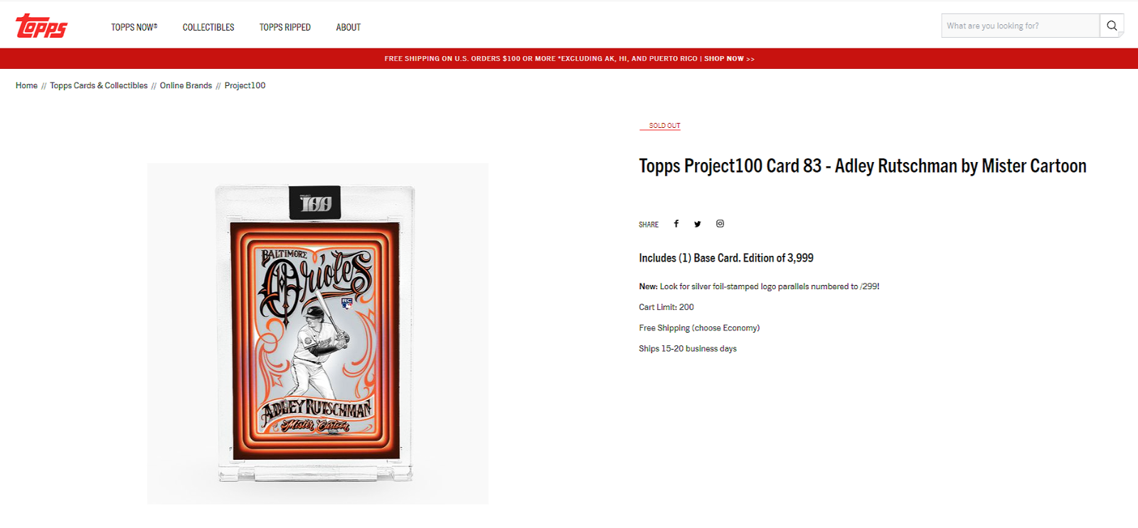 💥 2023 Topps Project100 ADLEY RUTSCHMAN RC MLB Gianni Lee SZN 4 /3999 Box #83