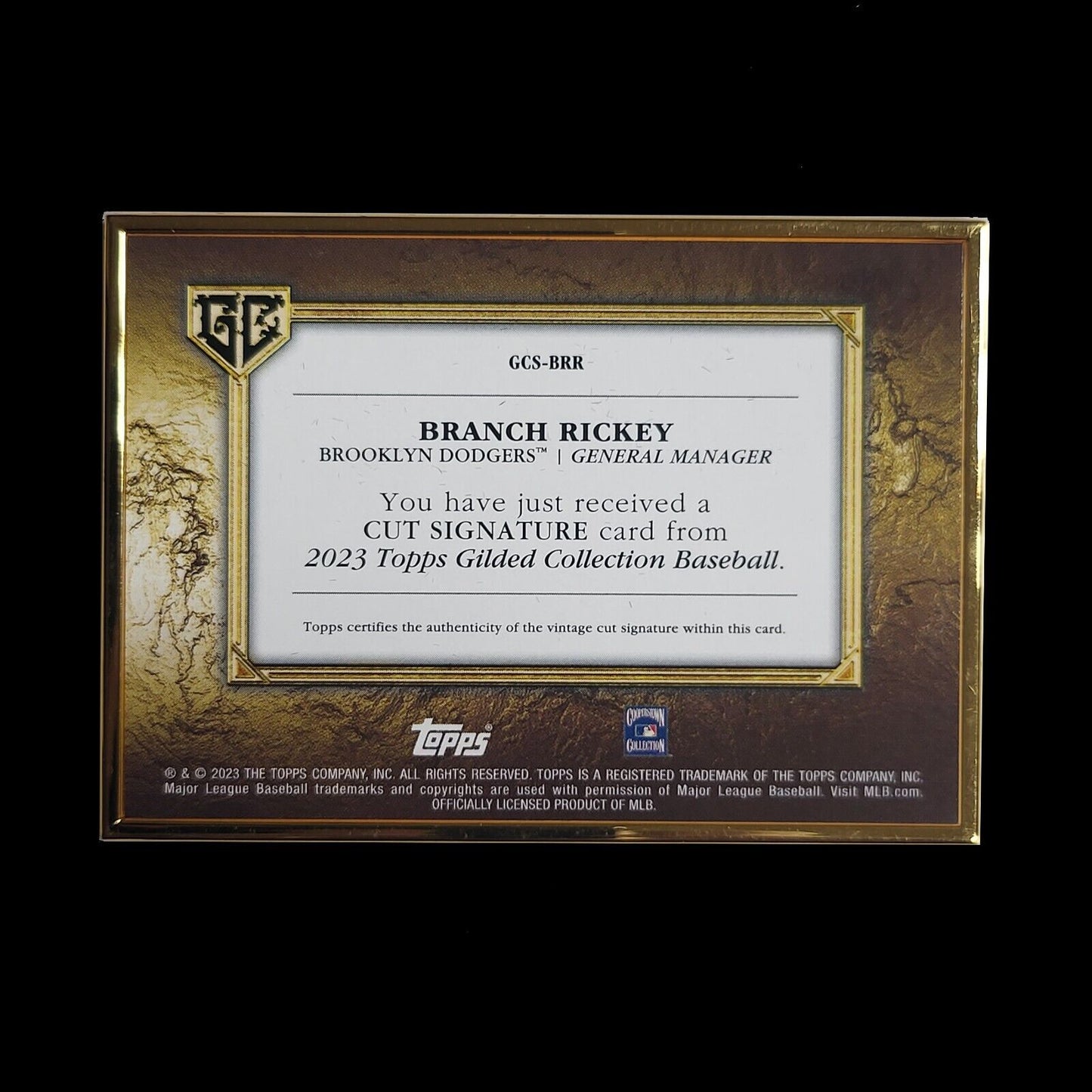 2023 Topps Chrome Gilded Hall of Famers BRANCH RICKEY 1/1 Cut Signatures Auto