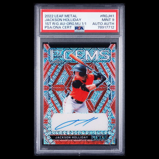 2022 Leaf Metal 1st Round Gems JACKSON HOLIDAY Mojo Auto 1/1 RC PSA 9 MINT