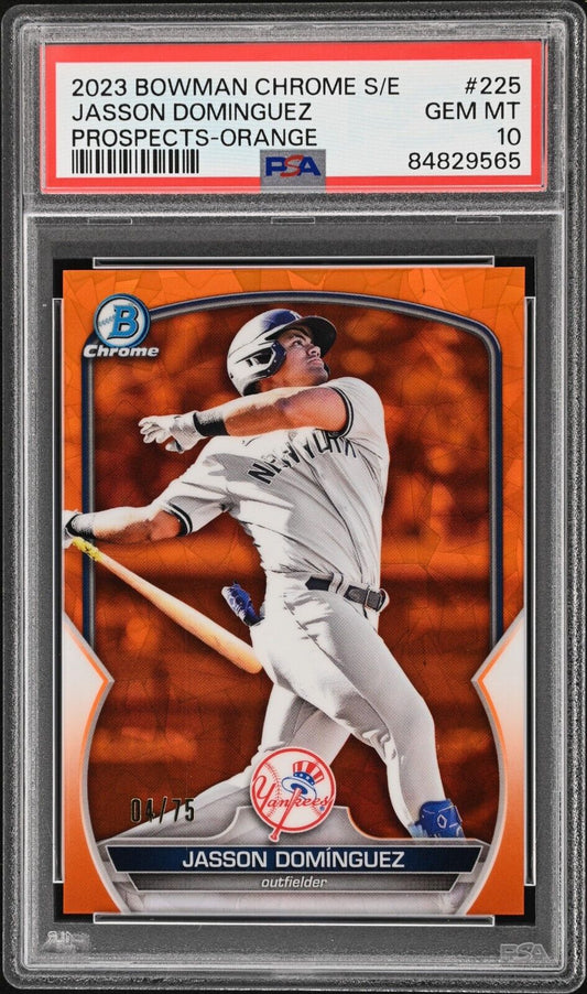 2023 Bowman Chrome Sapphire JASSON DOMINGUEZ SP Orange RC /75 PSA 10 POP 1
