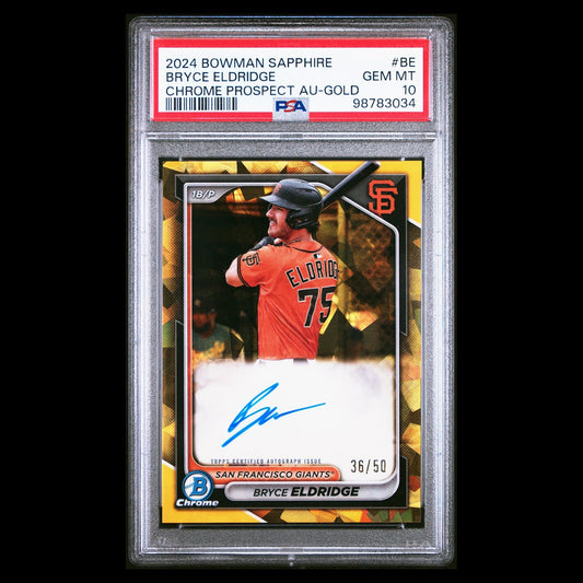 2024 Bowman Chrome Sapphire BRYCE ELDRIDGE Gold Refractor On Card Auto RC PSA 10