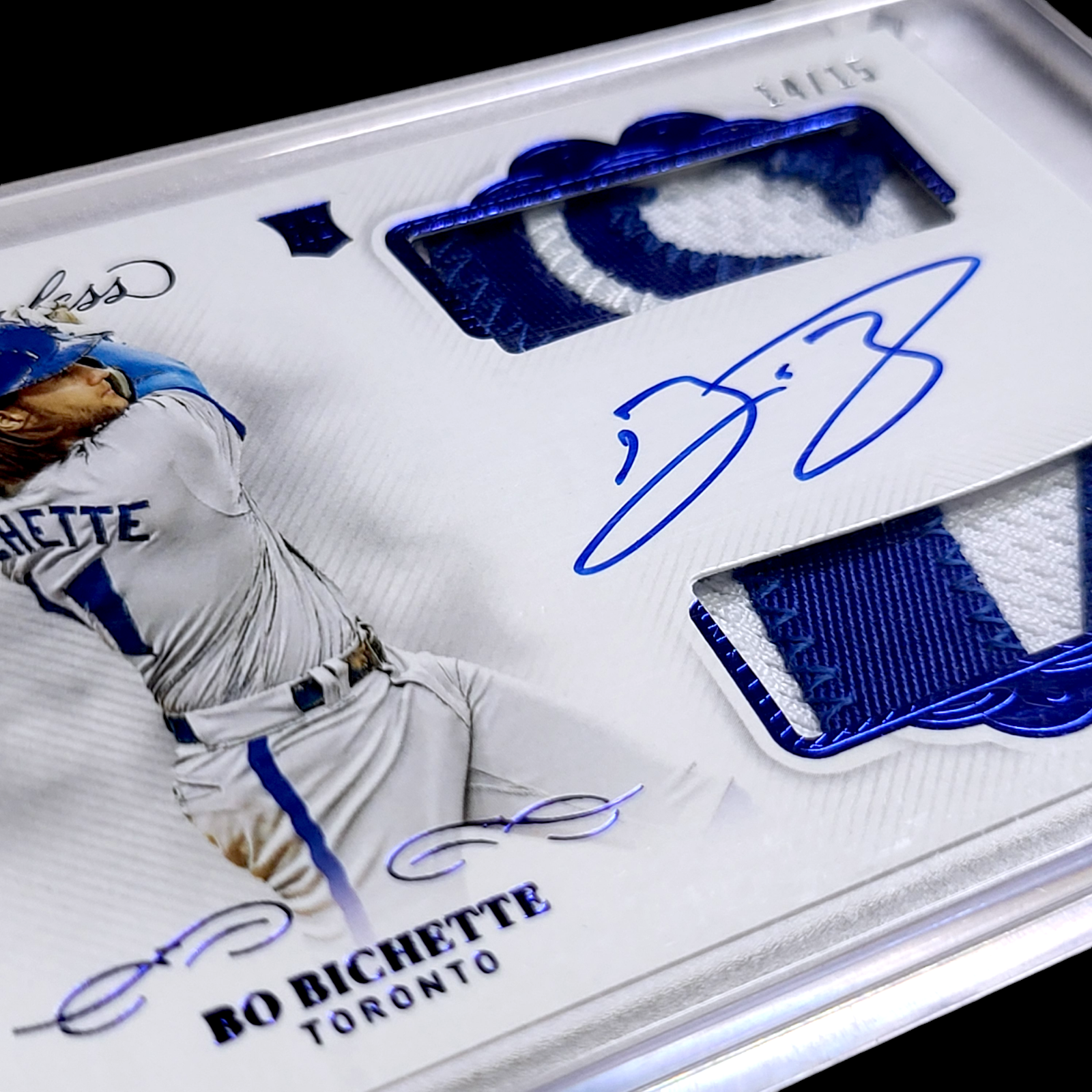 2020 Flawless BO BICHETTE SSP Sapphire Player Worn Dual Patch On-Card Auto /15