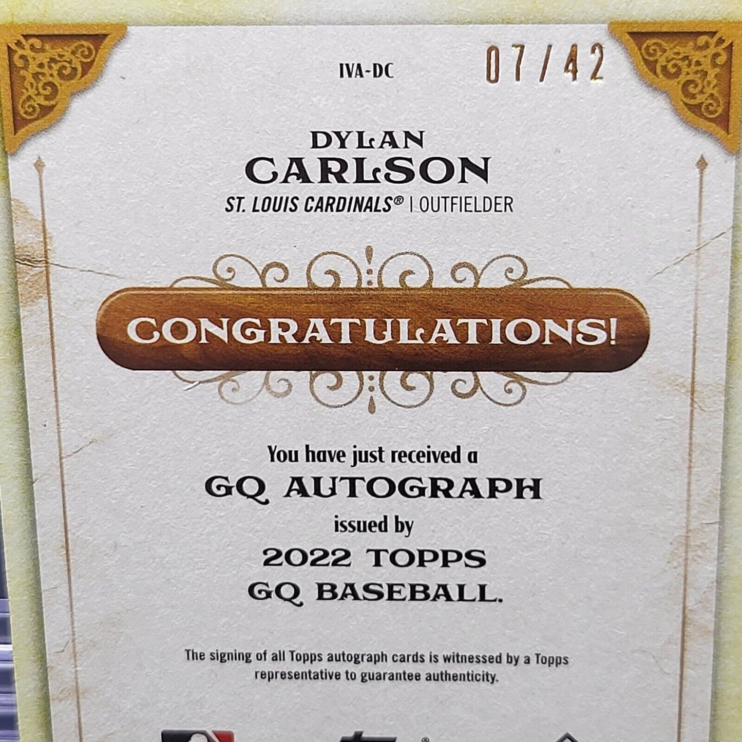 2022 Gypsy Queen DYLAN CARLSON B/W Image Variation Jackie SSP On Card Auto /42