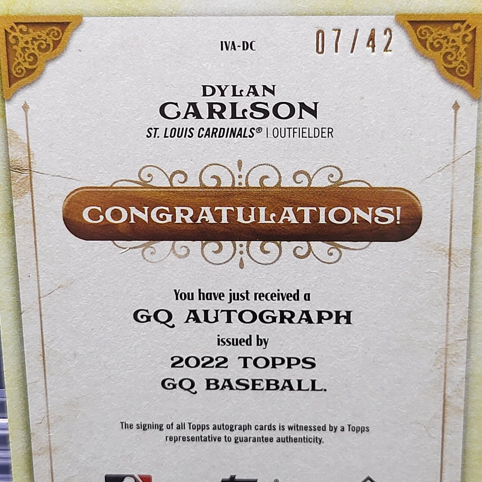 2022 Gypsy Queen DYLAN CARLSON B/W Image Variation Jackie SSP On Card Auto /42