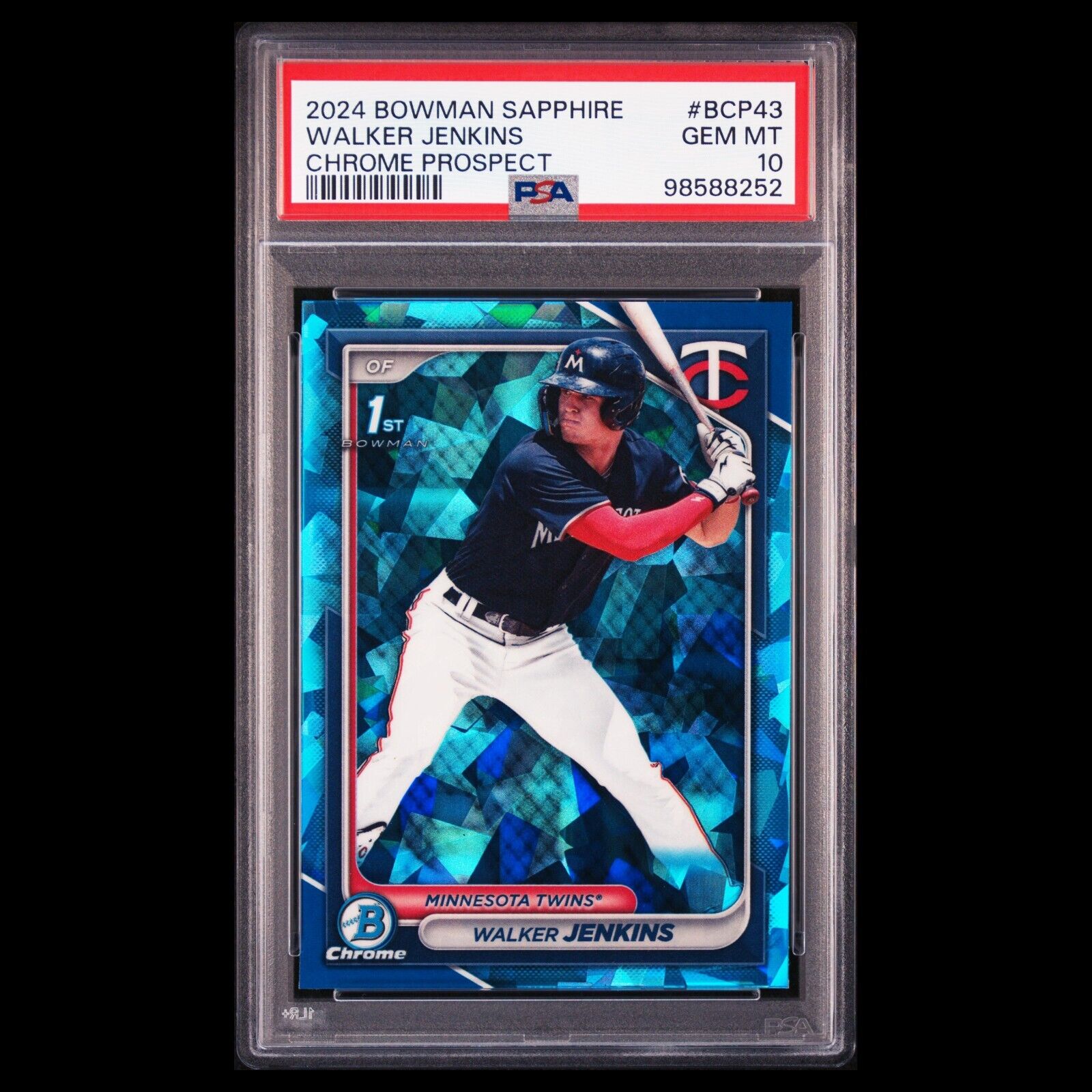 2024 Bowman Chrome Sapphire WALKER JENKINS 1st Bowman Refractor Rookie RC PSA 10