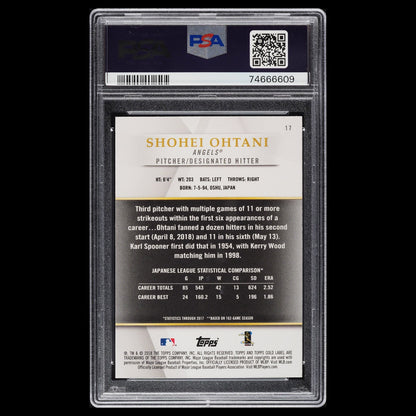 2018 Topps Gold Label SHOHEI OHTANI SP Class 3 Rookie Card RC PSA 10 GEM #17