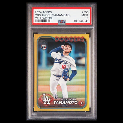 2024 Topps Series 1 YOSHINOBU YAMAMOTO SP Yellow Foil Rookie Card RC PSA 9 MINT