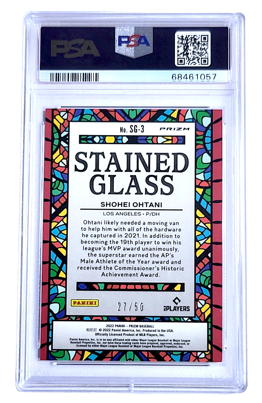 2022 Panini Prizm SHOHEI OHTANI MLB Stained Glass Snake Skin PRIZM /50 SP PSA 9