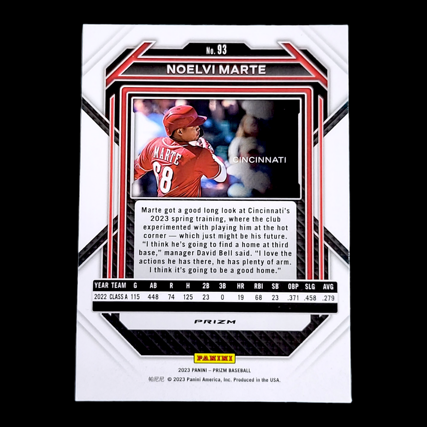 💥 2023 Panini Prizm NOELVI MARTE Reds True Silver Refractor Rookie Card RC #93