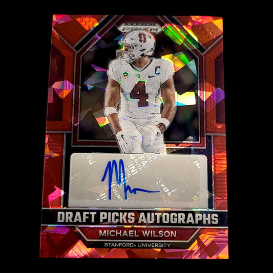 2023 Panini Prizm Draft Picks MICHAEL WILSON Red Cracked Ice PRIZM RC Auto