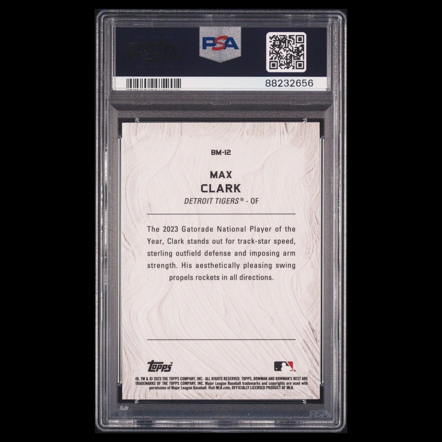 2023 Bowman's Best Masterpieces MAX CLARK Silver Refractor Rookie RC PSA 10 GEM