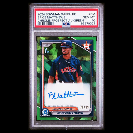 2024 Bowman Chrome Sapphire BRICE MATTHEWS 1st Green Refractor Auto /99 PSA 10