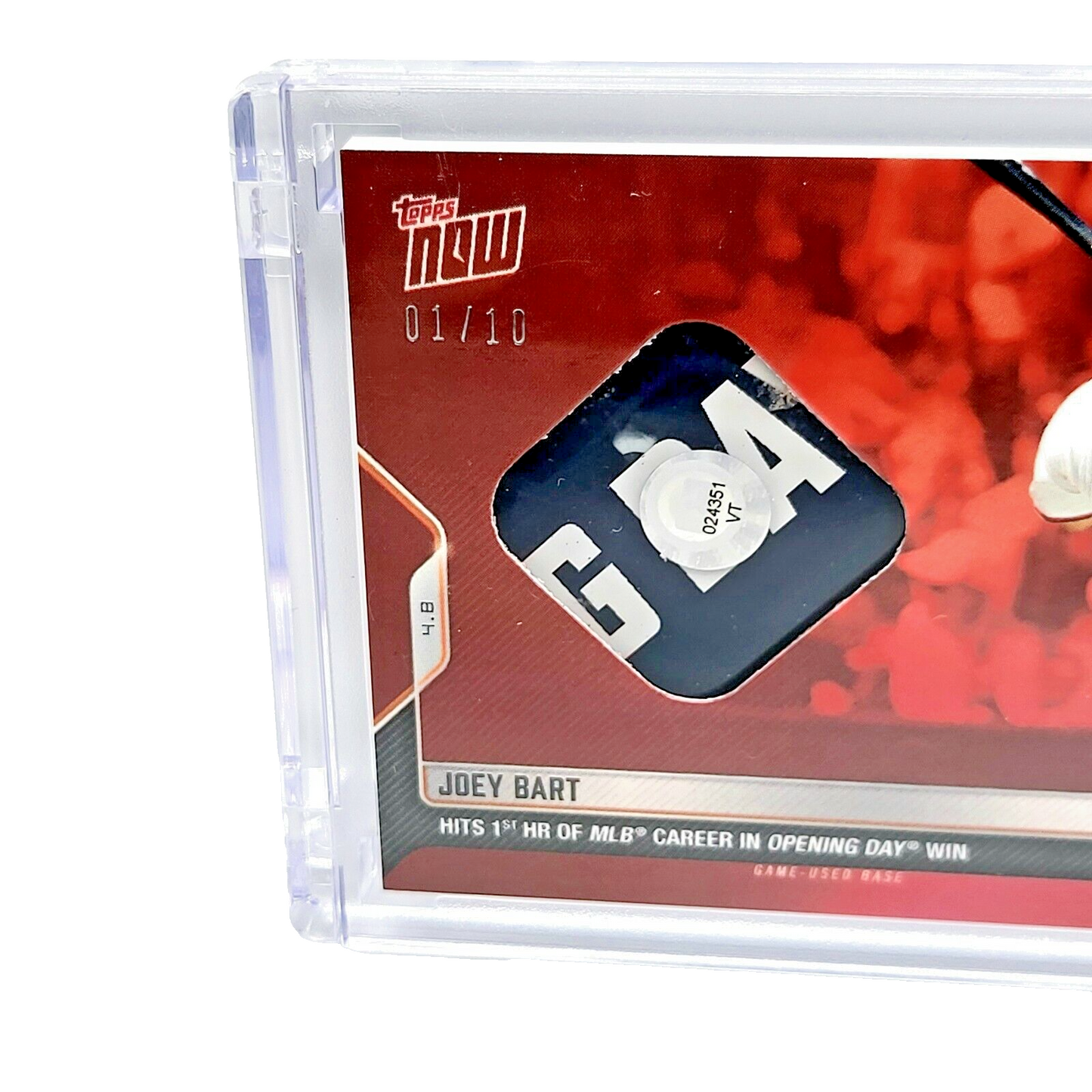 2022 Topps NOW Joey Bart MLB Red Foil Opening Day Game Base Relic SSP 1/10 RC