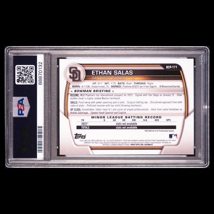 2023 Bowman Chrome Sapphire ETHAN SALAS Blue Refractor Rookie Card RC PSA 9